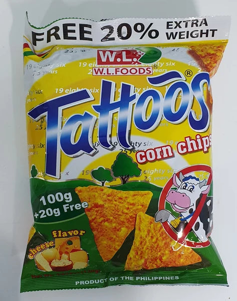 W.L Tattoos Corn Chips Cheese Flavor 120g