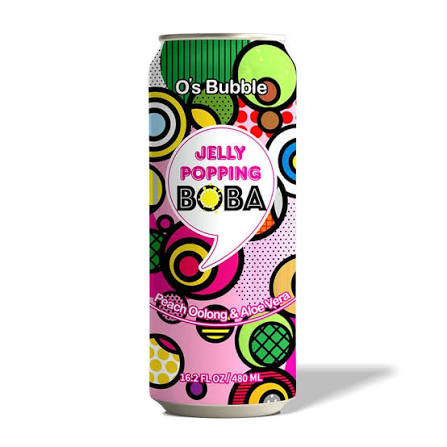 O's Bubble Oolong Tea Peach Flavor w/ Aloe Vera & Popping Boba 480ml
